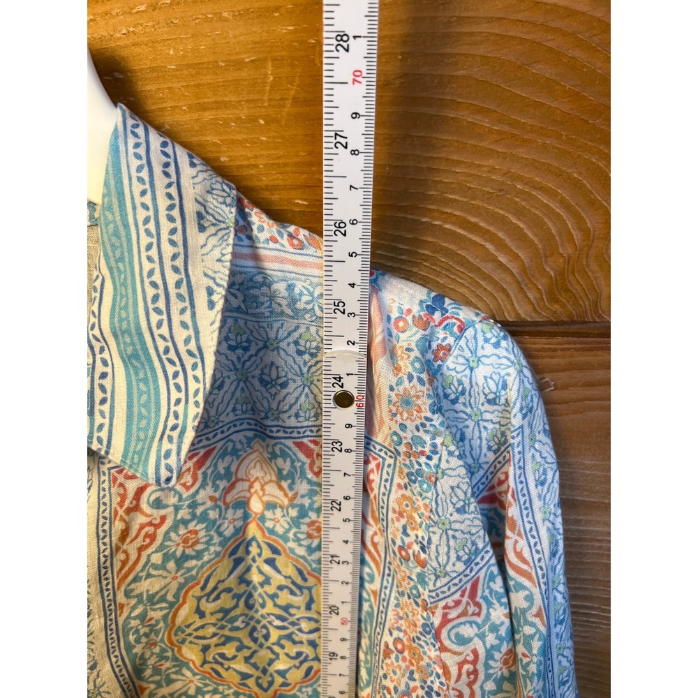 Chico's Button Down Women's Size 0 Blue Pink Paisley Print No Iron Blouse Top - Picture 3 of 7